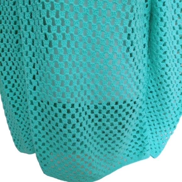 Turquoise Knitted Tunic/Sweater/Pullover/Beach Cover Up M - Picture 3 of 8